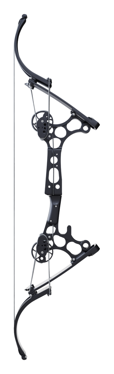 G-Rex lever-compound bow in black anodize, shown upright